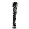 DemoniaCult - BRATTY304 Bottes cuissardes à plateforme - Noir Product image